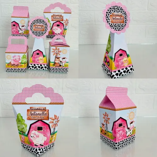 20 Caixas Fazendinha Rosa - Pegue e Monte
