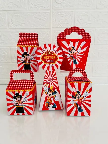 20 Caixas Mickey Circo - Pegue e Monte