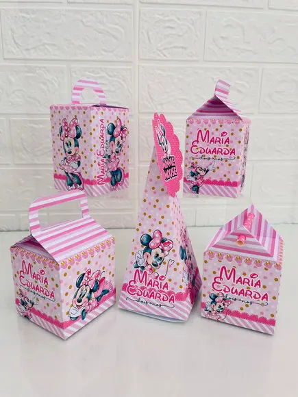 20 Caixas Minnie Rosa - Pegue e Monte