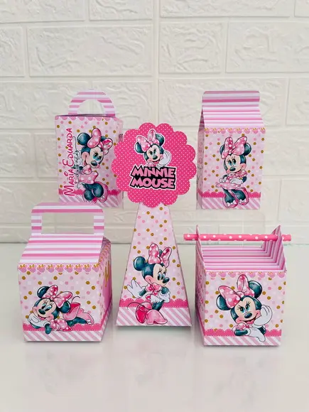 20 Caixas Minnie Rosa - Pegue e Monte