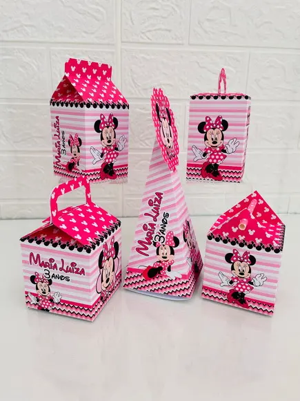 20 Caixas Minnie Rosa - Pegue e Monte