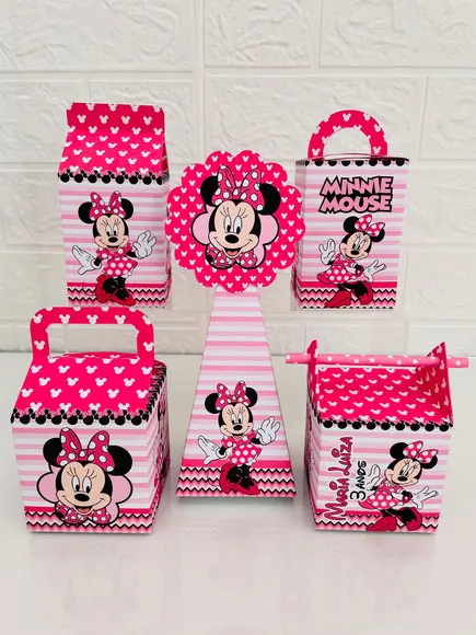 20 Caixas Minnie Rosa - Pegue e Monte