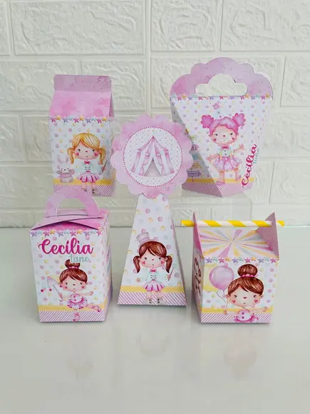 30 Caixas Circo Rosa - Pegue e Monte