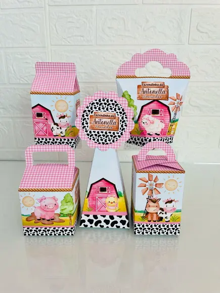 30 Caixas Fazendinha Rosa - Pegue e Monte