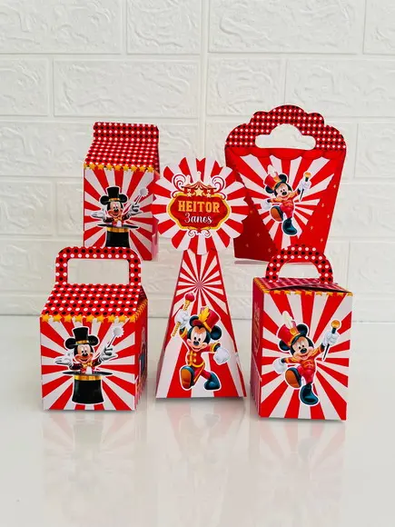 30 Caixas Mickey Circo - Pegue e Monte