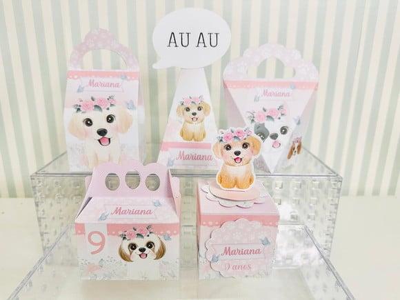 20 Personalizados Cachorrinhos Rosa