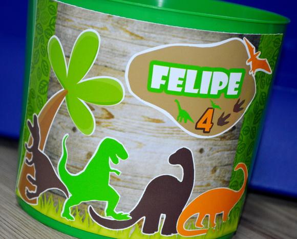 Baldinho de pipoca Dinossauros