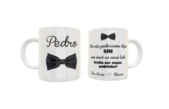 Caneca convite de casamento padrinhos