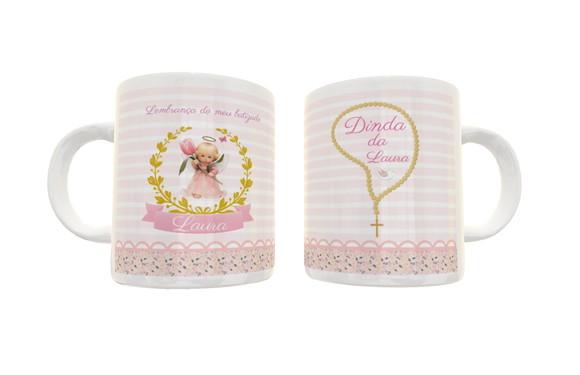 Caneca lembrança para padrinhos de batismo