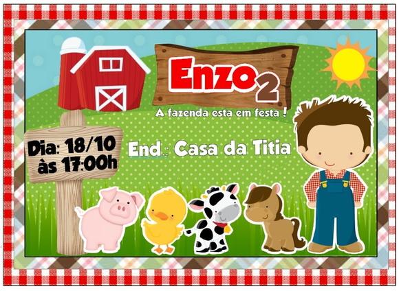 Convite Tema fazendinha