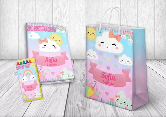 Kit de Colorir Chuva de Amor com Giz e Sacolinha