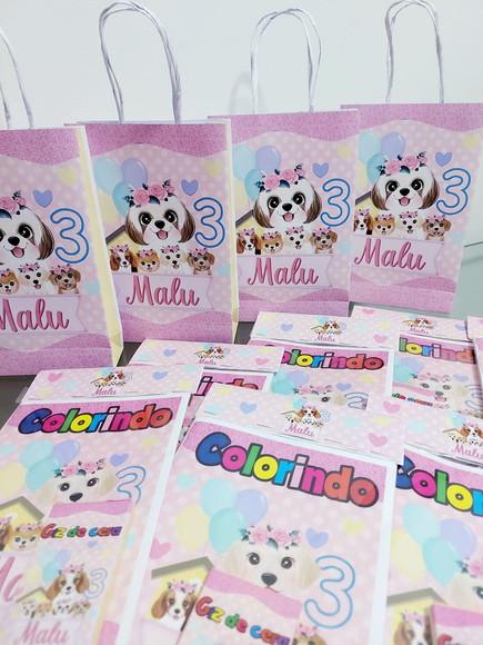 Kit de Colorir Cachorrinhos com Giz e Sacolinha