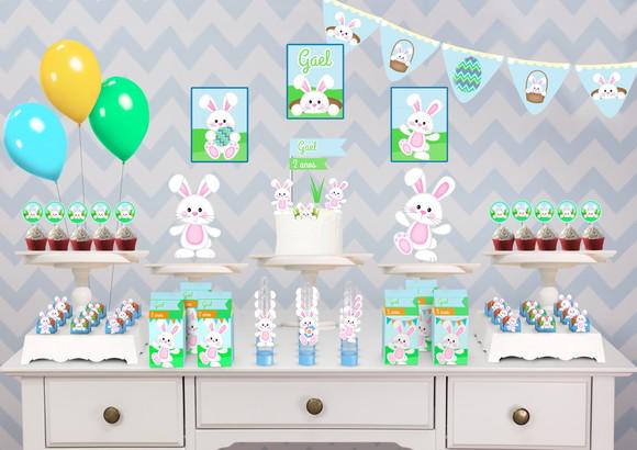 Kit Festa Só Um Bolinho - Tema Páscoa Azul
