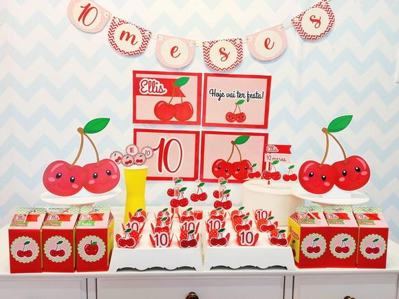 Kit So Um Bolinho 99 Itens - Tema Cereja