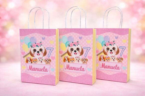 Sacolinha Supresa para Lembrancinhas Tema Cachorrinhos Rosa