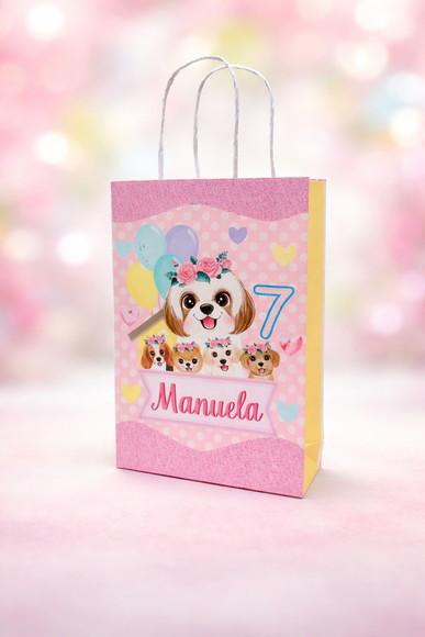 Sacolinha Supresa para Lembrancinhas Tema Cachorrinhos Rosa