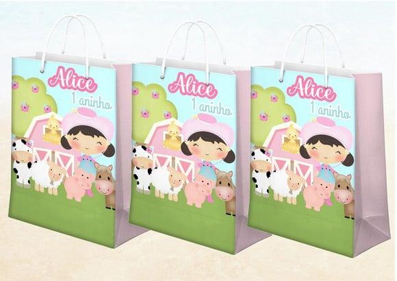 Sacolinha Tema Fazendinha Meninas