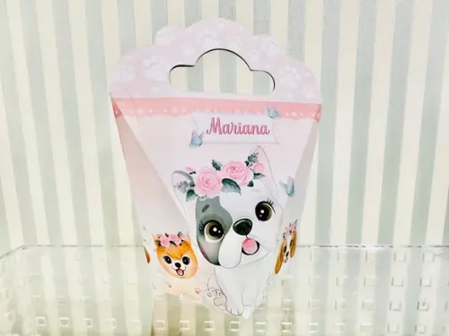 20 Personalizados Cachorrinhos Rosa