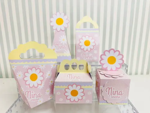 20 Personalizados Margaridas Rosa