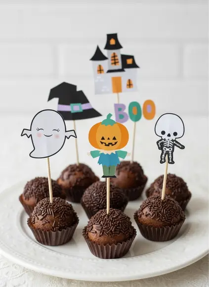 25 Un. Toppers para Doces e Cupcakes Tema Halloween