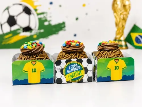 50 Forminhas para Docinhos Tema Copa do Mundo - Envio Rápido