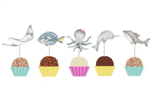 50 Toppers para Docinhos Tema Fundo do Mar