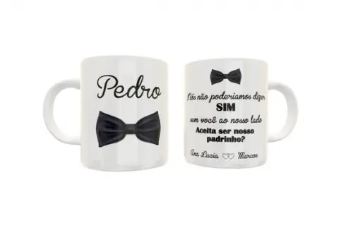 Caneca convite de casamento padrinhos