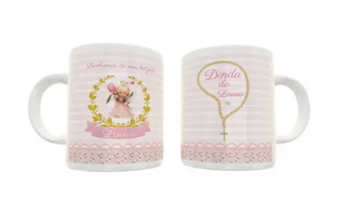 Caneca lembrança para padrinhos de batismo