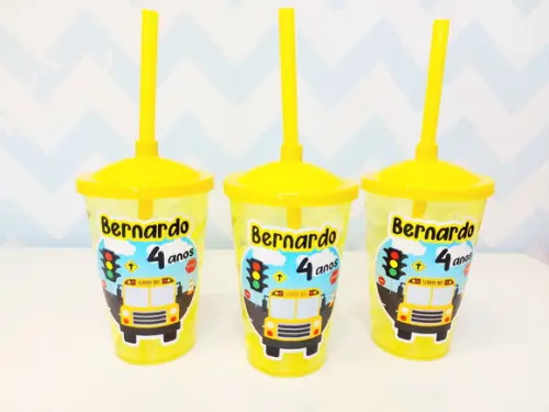 Copo Twister Onibus Amarelo 400ml