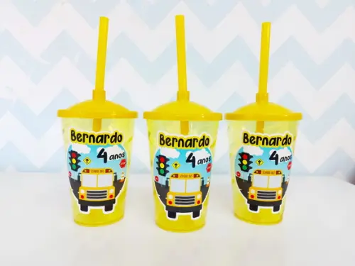 Copo Twister Onibus Amarelo 400ml