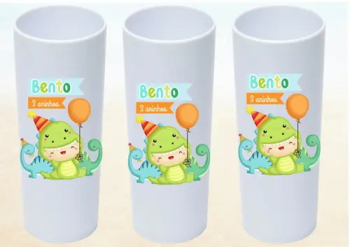 Copos Long Drinks Branco Dinossauros Baby