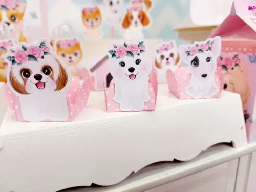 Forminhas Docinhos Tags Cachorrinhos Rosa Envio Rápido