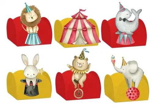 Forminhas para Docinhos Tags Circo Vintage Pronto Entrega
