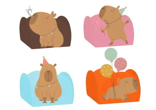 Forminhas para Docinhos Tags Capivara Rosa Pronto Entrega