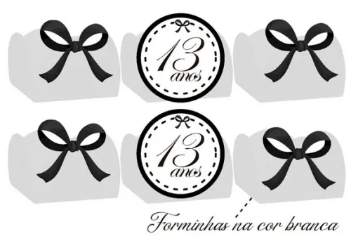 Forminhas para Docinhos Tags Laço Preto Pronto Entrega