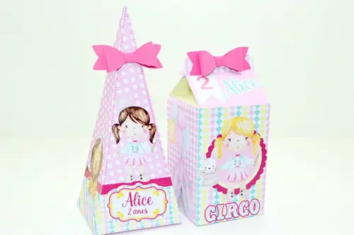 Kit 20 Caixas Tema Circo Rosa