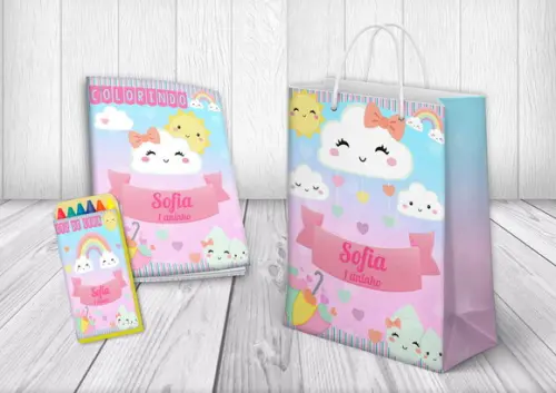 Kit de Colorir Chuva de Amor com Giz e Sacolinha