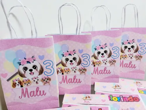 Kit de Colorir Cachorrinhos com Giz e Sacolinha
