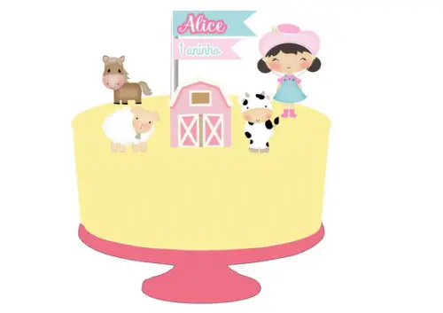 Kit Festa Só Um Bolinho - Tema Fazendinha Menina