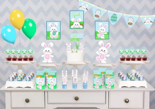 Kit Festa Só Um Bolinho - Tema Páscoa Azul