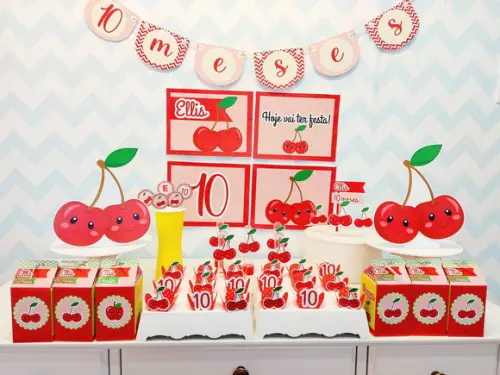 Kit So Um Bolinho 99 Itens - Tema Cereja