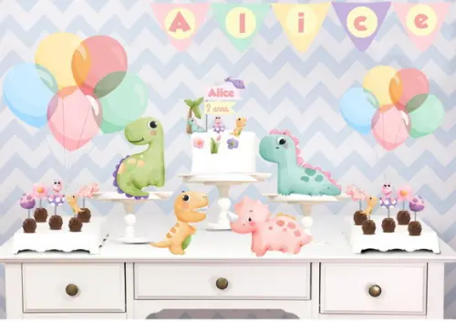 Promoção Kit Festinha Dinossauro Rosa