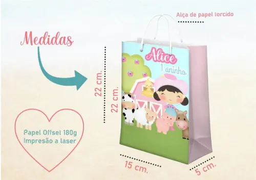 Sacolinha Tema Fazendinha Meninas