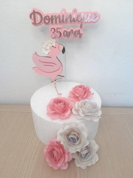 Arquivo De Corte - Topo De Bolo Flamingo Em Camadas