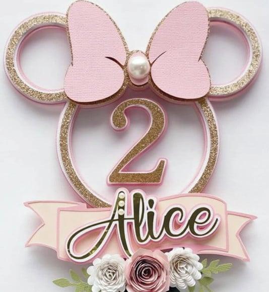 Arquivo de Corte - Topo de Bolo Minnie Rosa - em Camada