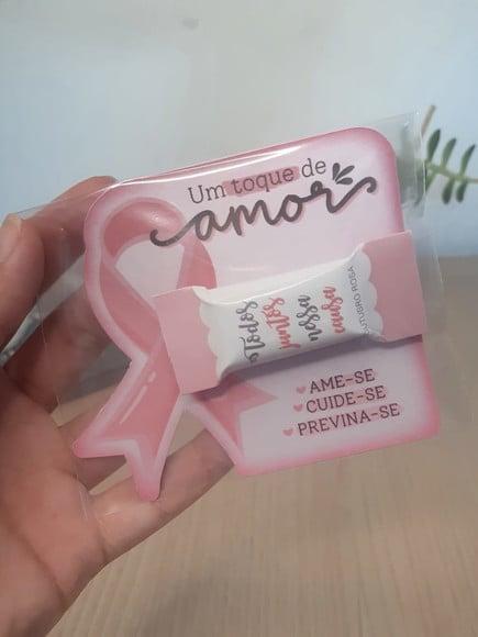 Cartão com Balinha Personalizado Outubro Rosa