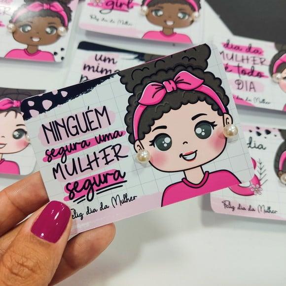 Cartão com Brincos Pérolas - Dia da Mulher