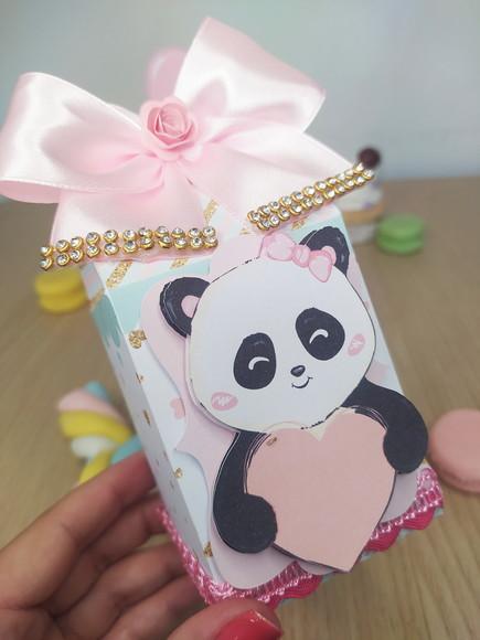Kit 15 Personalizados 3d - Panda Rosa