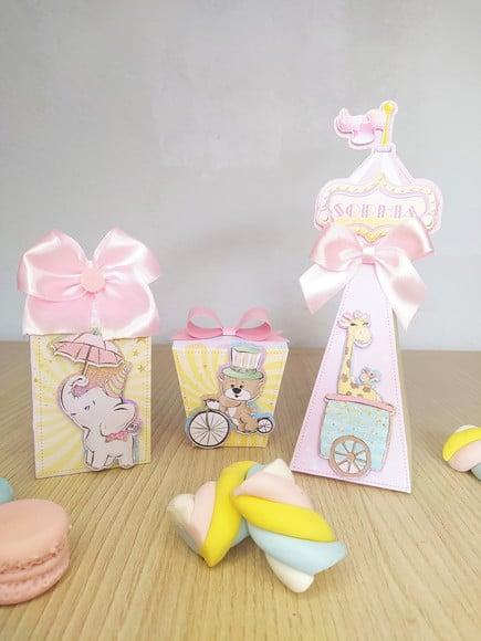 Kit 15 Personalizados Circo Rosa