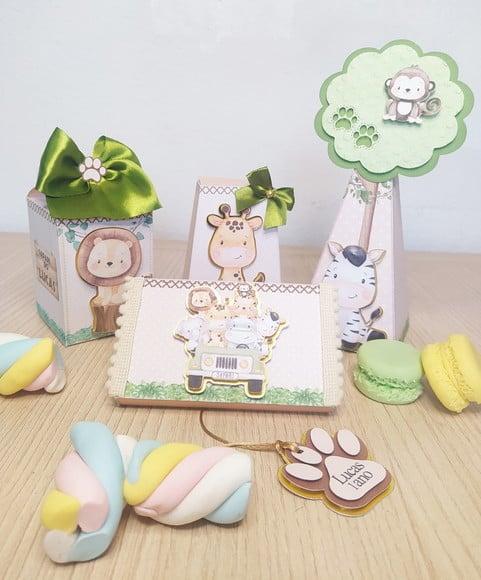 Kit 20 Personalizados Safari Aquarela